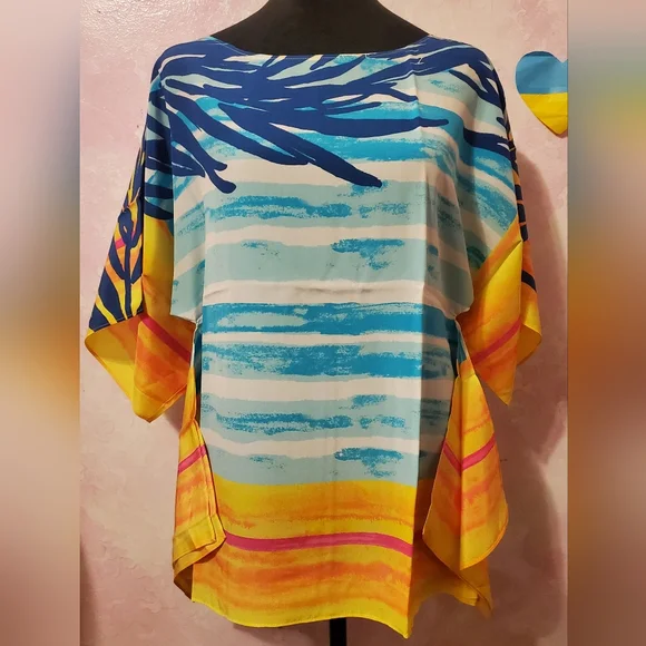 Lilly Pulitzer Vibrant Multicolor Kaftan Top - Picture 1 of 4